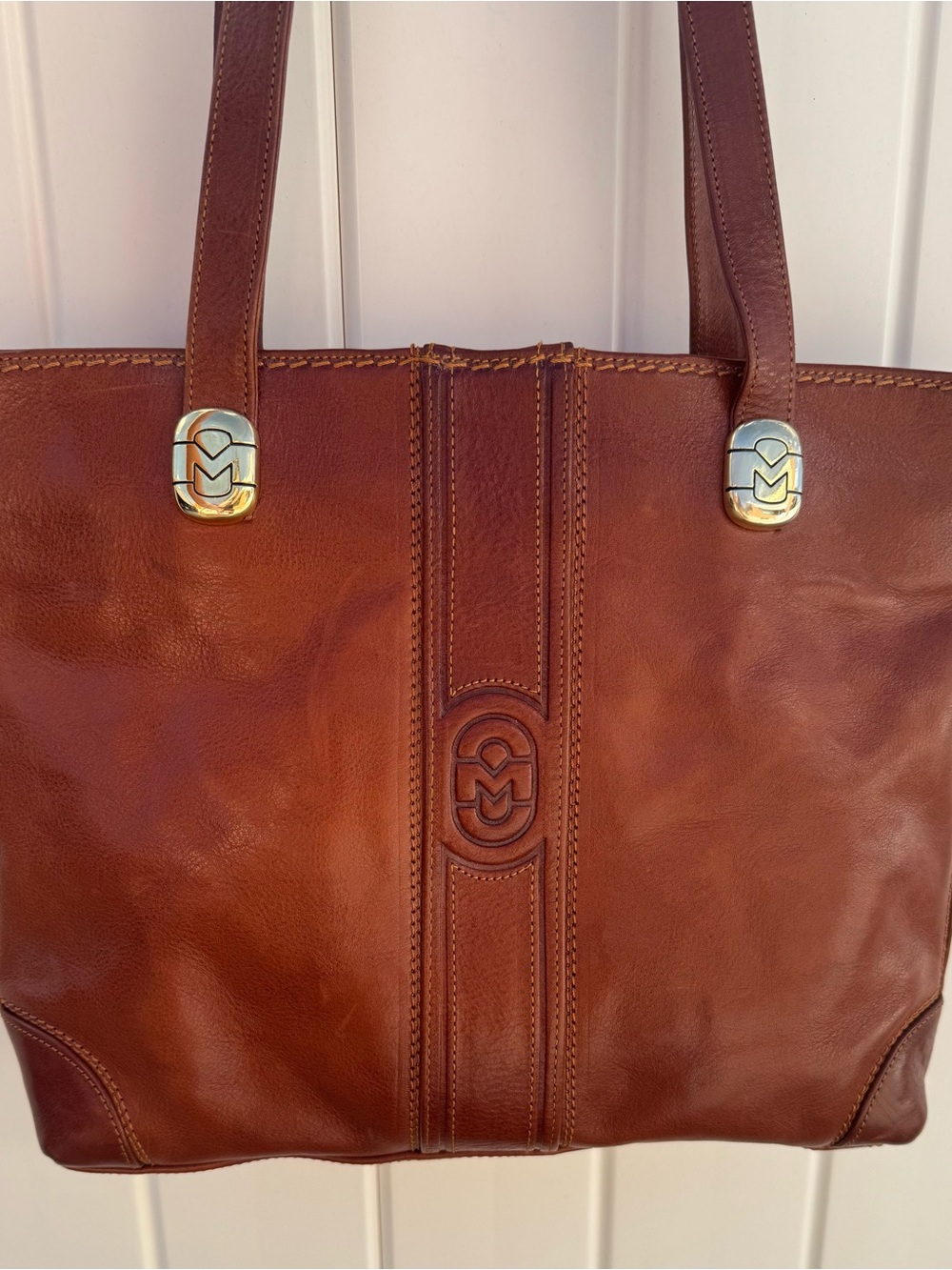 Marino Orlandi Italian Leather Tote Bag Low Maintenance Vintage Shoulder Bag